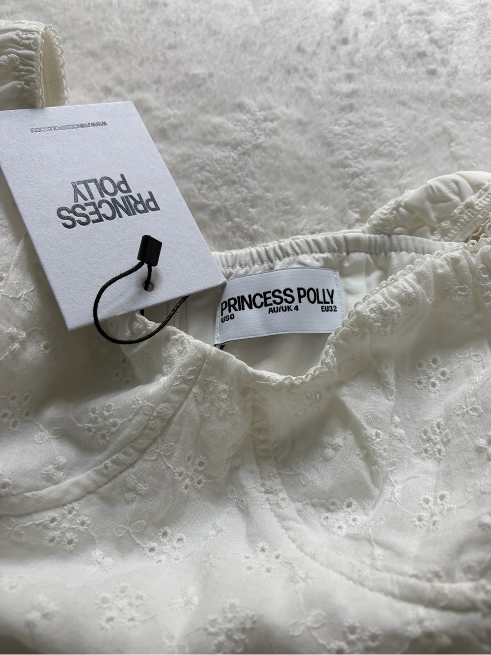 Princess Polly White Eyelet Mini Dress - Picture 4 of 5